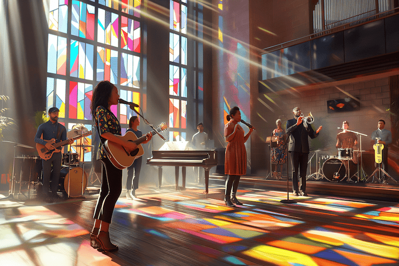 praise and worship team singing