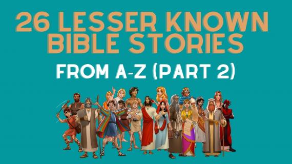 Title with bible characters standing in a group