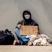 Poor man in mask